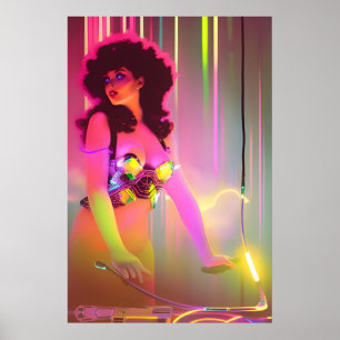 Terror on the Synthwave Turntable Surrealist  Poster