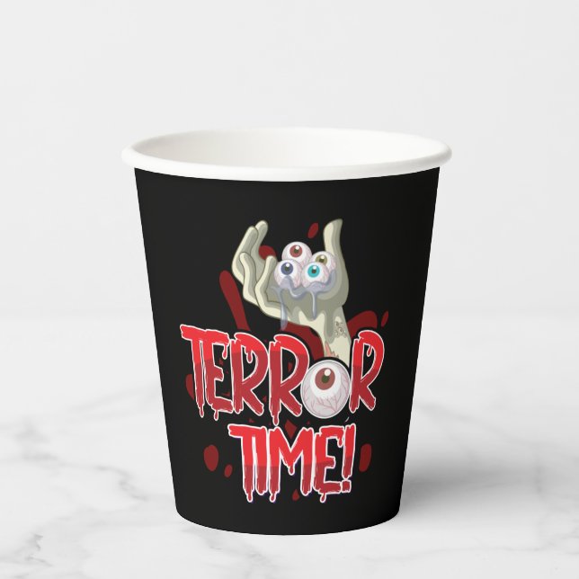 Terror Time Zombie Hand with Eyeballs     Paper Cups (Front)