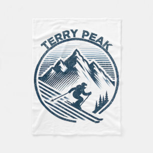 Terry Peak South Dakota Ski Resort Winter Skiing Fleece Blanket