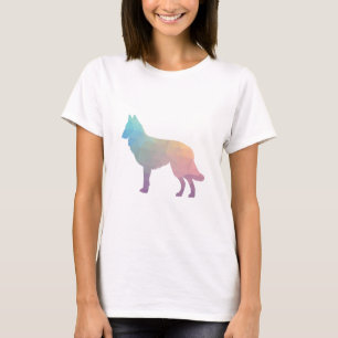 Tervuren Dog Geometric Pattern Silhouette Pastel T-Shirt