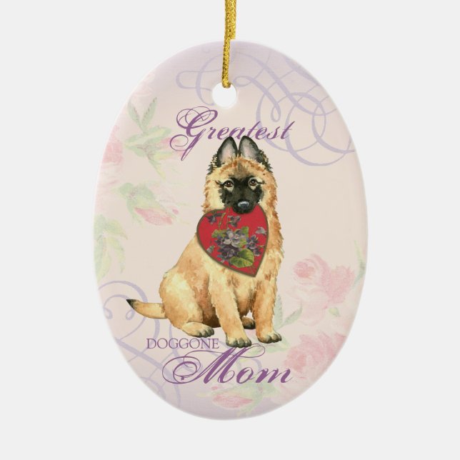 Tervuren Heart Mum Ceramic Ornament (Front)