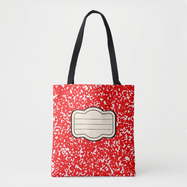 Tesimart | Red Composition Book Design Tote Bag (Front)