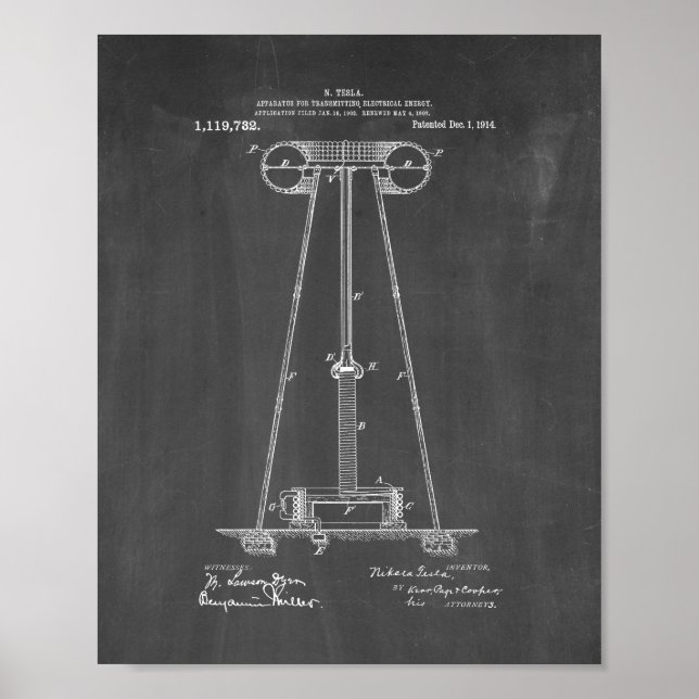 Tesla Apparatus For Transmitting Electrical Energy Poster (Front)