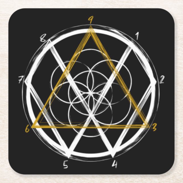 Tesla Code  Square Paper Coaster (Front)