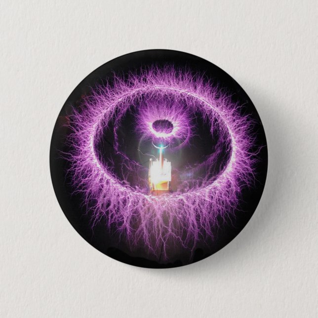 Tesla Coil 6 Cm Round Badge (Front)
