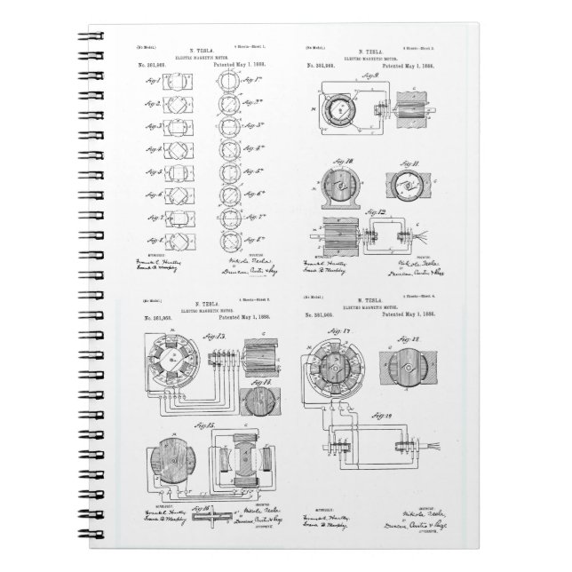 Tesla Elecro-Magnet Motor Patent US381968 p 1-4 Notebook (Front)