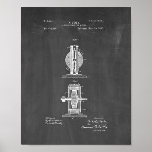 Tesla Electro Magnetic Motor Patent - Chalkboard Poster