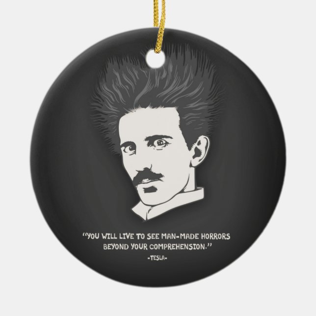 Tesla -Horror Ceramic Tree Decoration (Front)