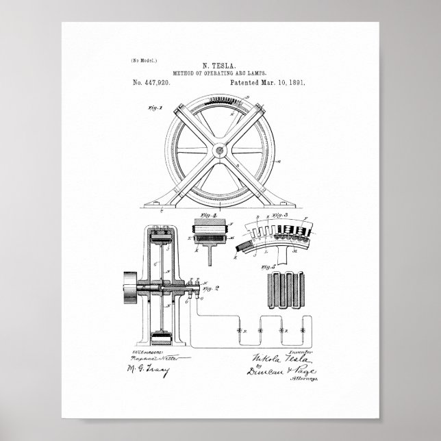 Tesla Method Of Operating And Lamps Patent Poster (Front)