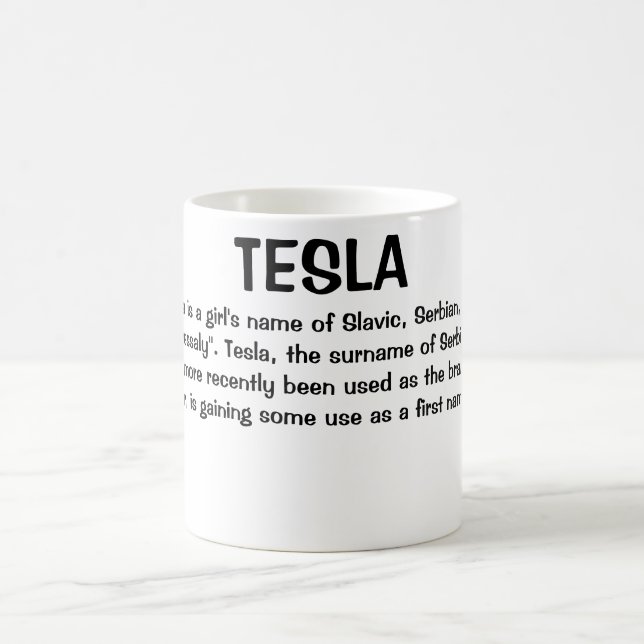 Tesla Name Meaning Coffee Mug (Center)