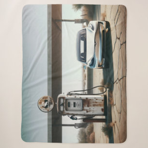 Tesla Old Gas EV Sherpa Blanket