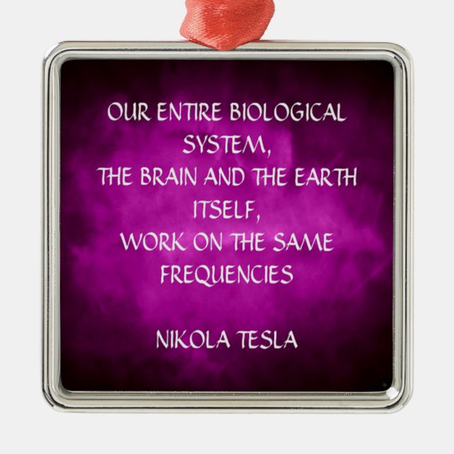 Tesla Quote On Purple Metal Tree Decoration (Front)