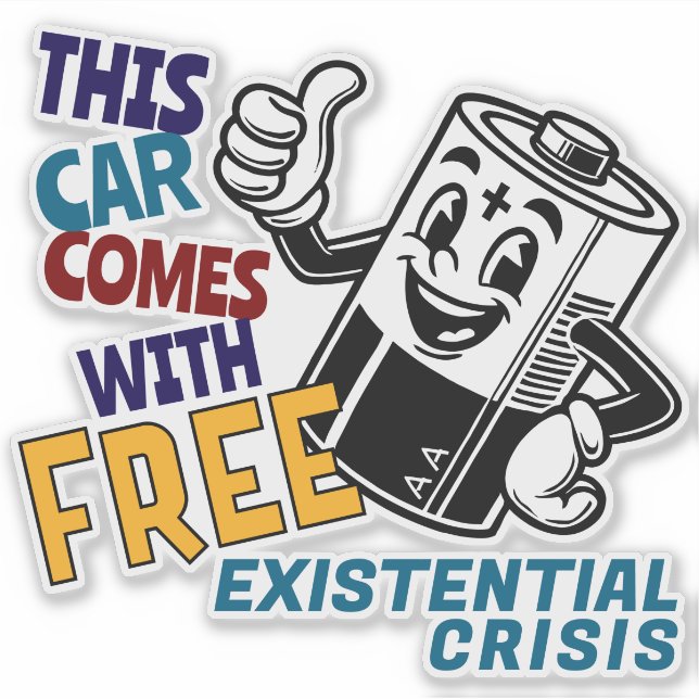 Tesla Regret Bumper Cartoon Battery (Front)