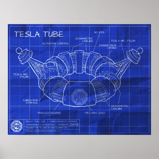 Tesla Tube Blueprints Poster (Front)