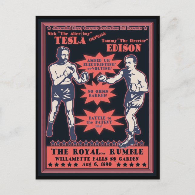 Tesla v. Edison Postcard (Front)