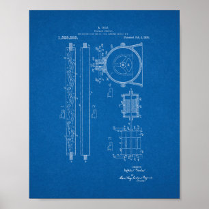 Tesla Valvular Conduit Patent - Blueprint Poster