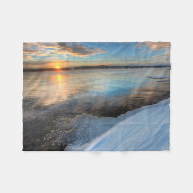Teslin Lake After A Clearing Storm, Yukon Fleece Blanket (Front (Horizontal))