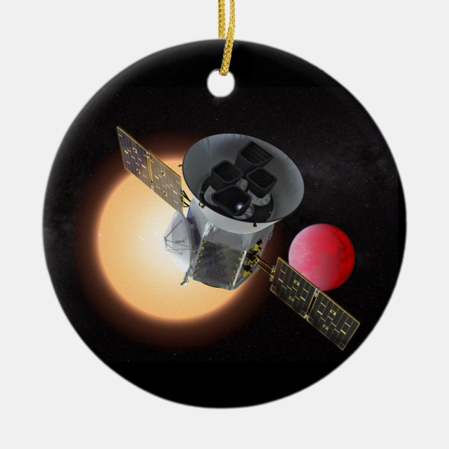 TESS Planet Hunter Spacecraft Ceramic Tree Decoration (Front)