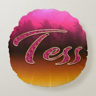 Tess Vorname Name golden pink Kissen Round Cushion