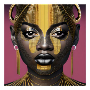 Tessa Queen Golden Brown Hair Black Melanin Afro Poster