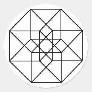 Tesseract (black outline) classic round sticker