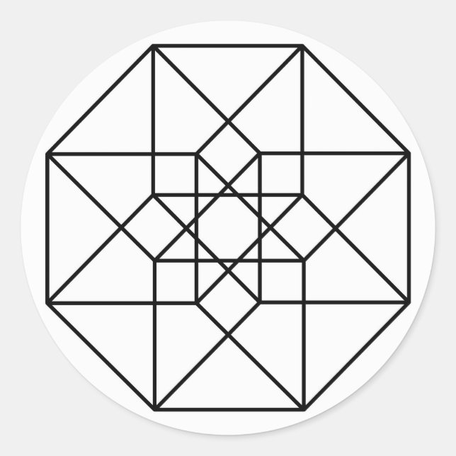 Tesseract (black outline) classic round sticker (Front)