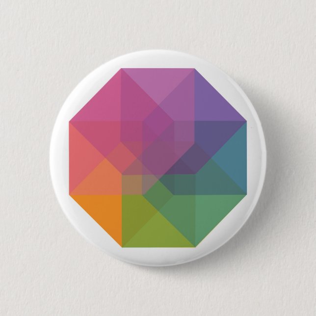 Tesseract (pastel rainbow) 6 cm round badge (Front)