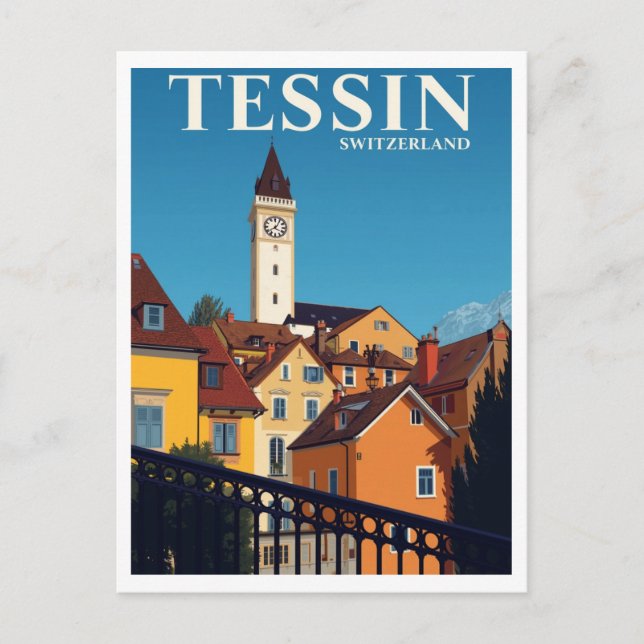 Tessin Switzerland Travel Poster Postcard (Front)