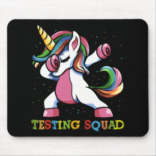 Test Day Dabbing Unicorn Testing Squad Girls . Mouse Mat