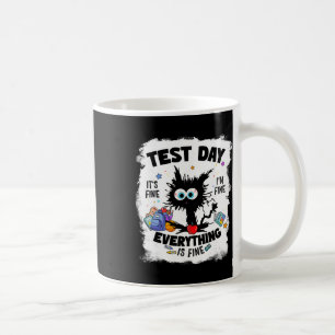 Test Day Funny Stressed Cat Teacher Student Kids T Coffee Mug