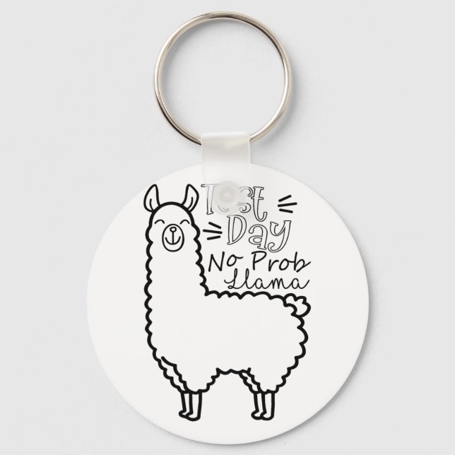 Test Day No Prob-llama Llama Teacher Testing Day  Key Ring (Front)