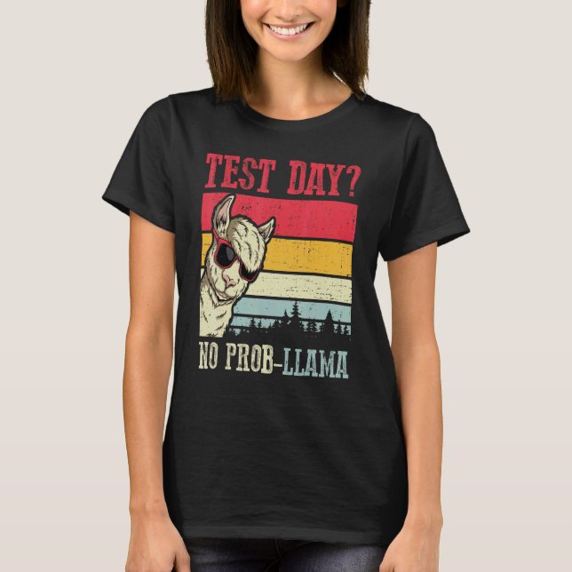 Test Day No Prob Llama Teacher Exam Testing Teachi T-Shirt (Front)