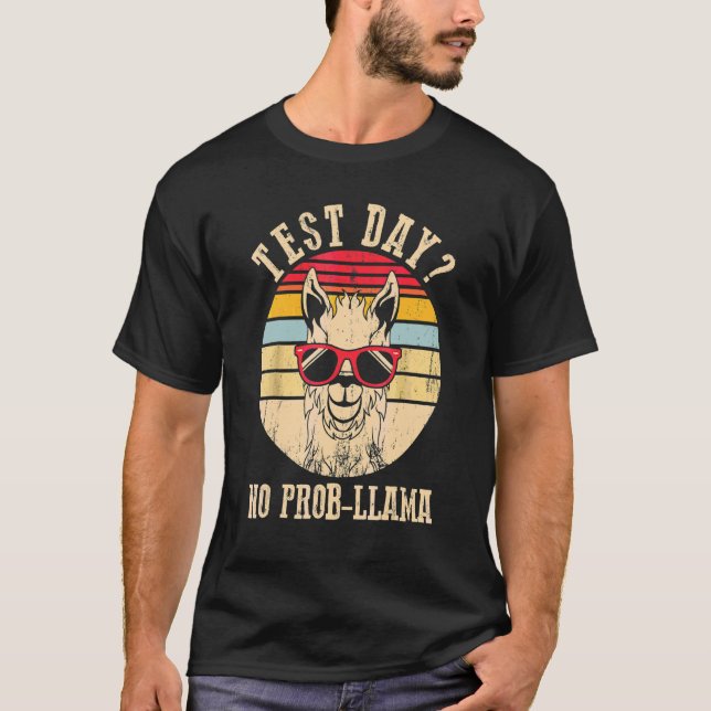 Test Day No Prob Llama Teacher Exam Testing Teachi T-Shirt (Front)