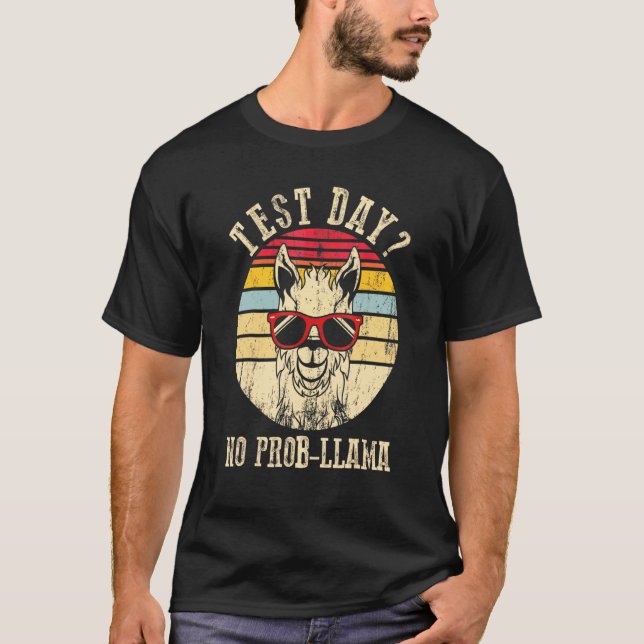 Test Day No Prob Llama Teacher Exam Testing Teachi T-Shirt (Front)