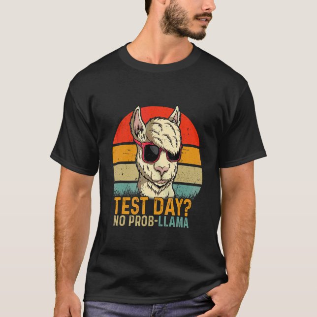 Test Day No Prob Llama Teacher Exam Testing Teachi T-Shirt (Front)