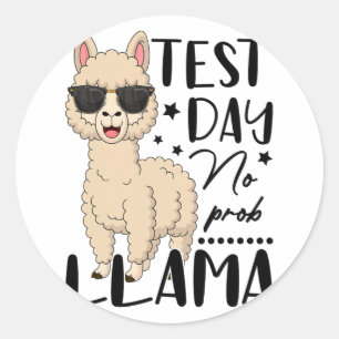 Test Day No Prob Llama Teacher Student Exam Test D Classic Round Sticker