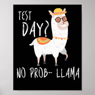 Test Day No Prob Llama Teacher Teaching Exam Poster