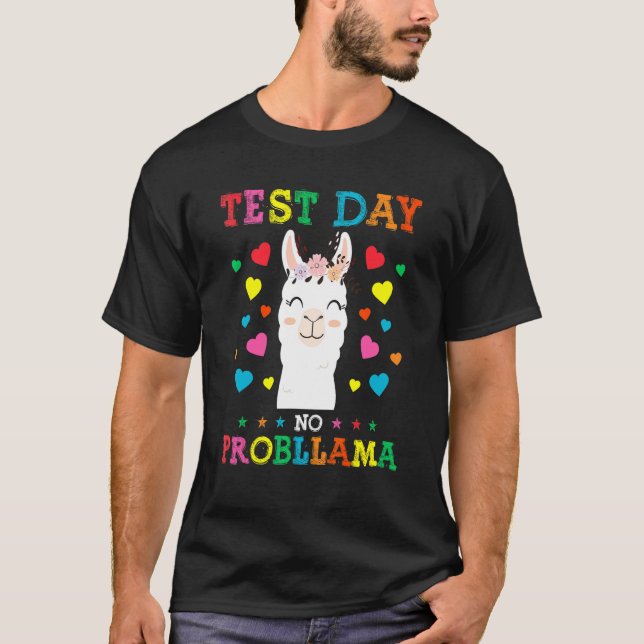 Test Day No Prob Llama Testing Day  Test Day Teach T-Shirt (Front)