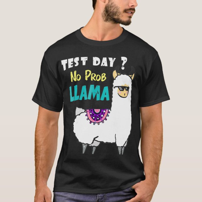 Test Day No Prob llama Testing Teacher  Exams  T-Shirt (Front)
