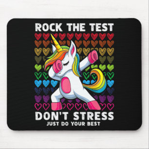 Test Day Rock The Test Dabbing Unicorn Boys Girls Mouse Mat
