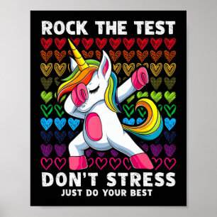 Test Day Rock The Test Dabbing Unicorn Boys Girls Poster