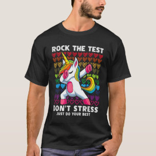 Test Day Rock The Test Dabbing Unicorn Boys Girls  T-Shirt