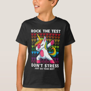 Test Day Rock The Test Dabbing Unicorn Boys Girls T-Shirt