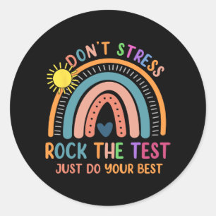 Test Day Rock The Test Rainbow Gifts Teacher Stude Classic Round Sticker
