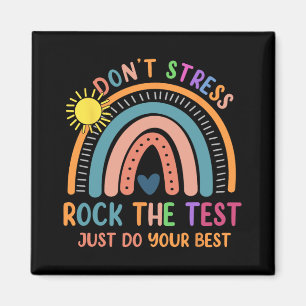 Test Day Rock The Test Rainbow Gifts Teacher Stude Magnet