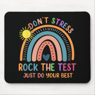 Test Day Rock The Test Rainbow Gifts Teacher Stude Mouse Mat