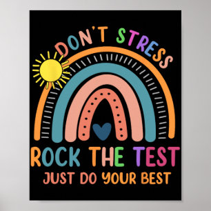 Test Day Rock The Test Rainbow Gifts Teacher Stude Poster