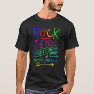 Test Day Rock The Test Rainbow Leopard Teacher Stu T-Shirt