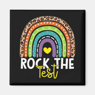 Test Day Rock The Test Rainbow Teacher Testing Day Magnet