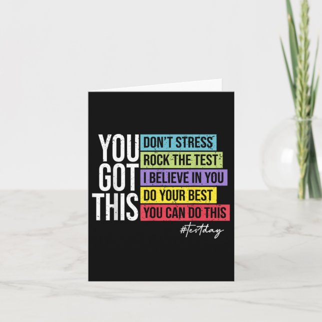 Test Day Rock The Test Teacher Testing Day You Got Card (Front)